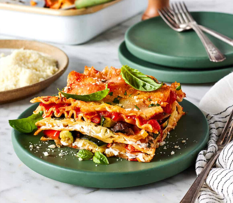 Middle (Lasagna slice with fresh salad)